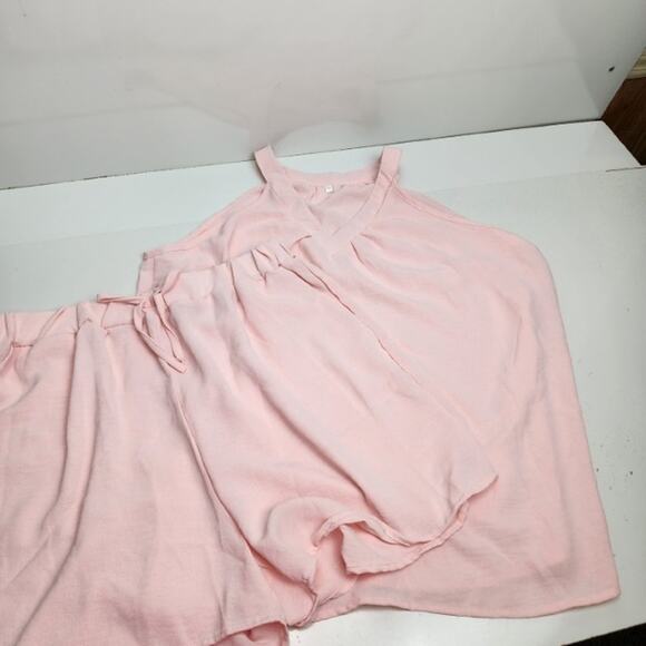 Women's Linen Flowy 2 Piece Outfit V-Neck Tank Top w/ Matching Shorts Size XL - Picture 2 of 5